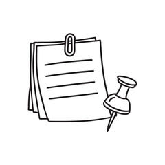 A thumbtack beside a hanging reminder slip on a cubicle wall