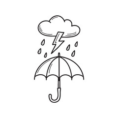 A thunderstorm hovering above an umbrella