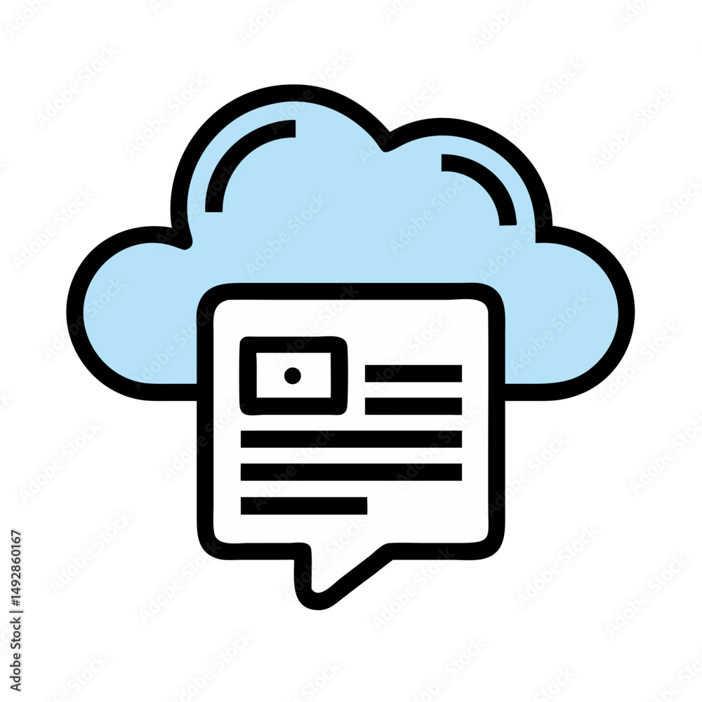 Poster cloud computing communication concept displaying data and information flow
