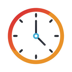 Clock with orange and red gradient on White Background