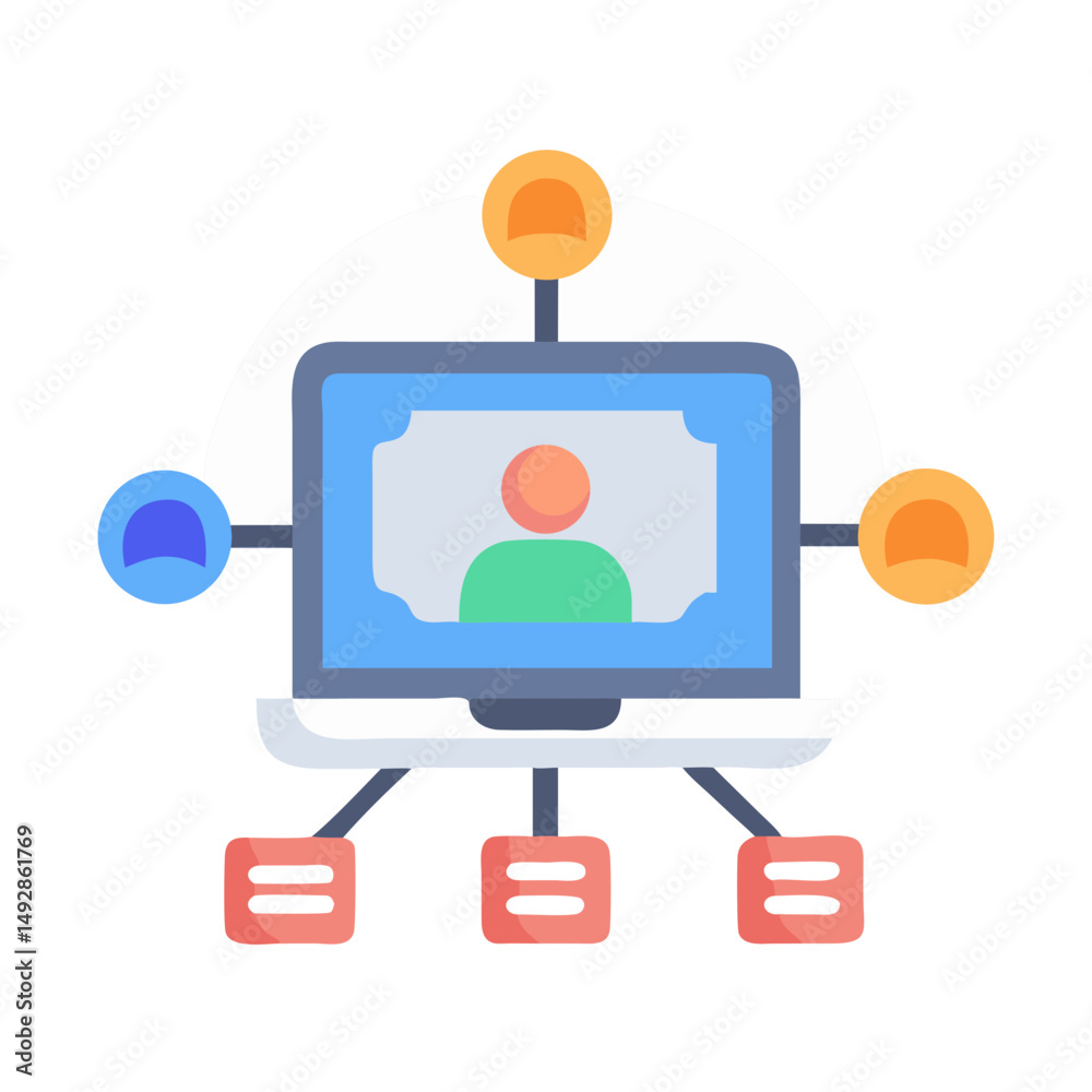 Poster computer network diagram showcasing system connections and data flow