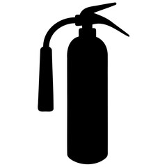 Flat fire extinguisher vector icon in black silhouette transparent background