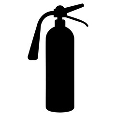 Minimal fire extinguisher black vector icon with transparent background