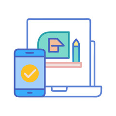 Laptop and mobile phone showing workflow process success