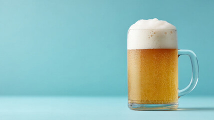 Foamy golden brew captivates in glass mug, Oktoberfest vibes meet lazy Sunday relaxation, ale aficionados sudsy delight