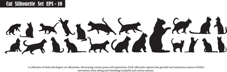 Black Cat Silhouette Vector Illustration for Pet Lovers, Minimalist Design, Decorative Art, Animal Graphic, Stylish Outline