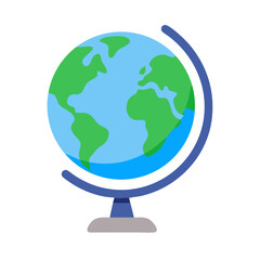 Flat style desktop globe illustration on White Background