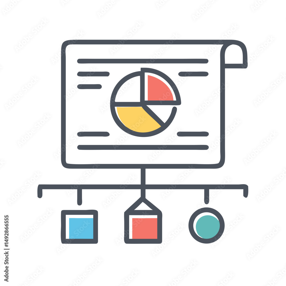 Poster infographic chart with color blocks showing project statistics