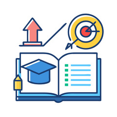 Education and target achievement visual representation in a flat design