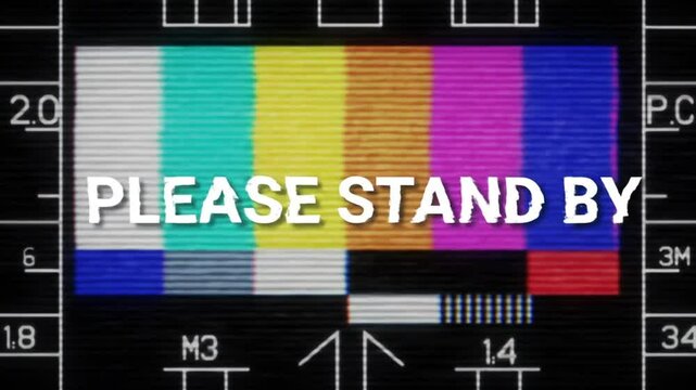 Retro Television Test Pattern with "Please Stand By" Text