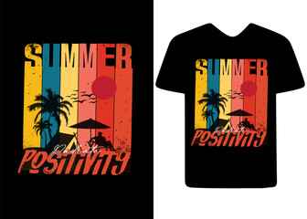 Summer vibes t-shirt design vector cheerful illustration. Creative summer vibes t-shirt collection.