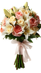 Beautiful bouquet of pastel roses and lilies.