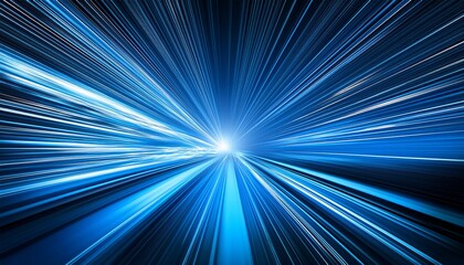 digitally generated image of blue light and stripes moving fast over blue background