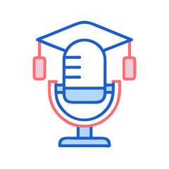 Microphone with graduation cap representing education podcast concept image