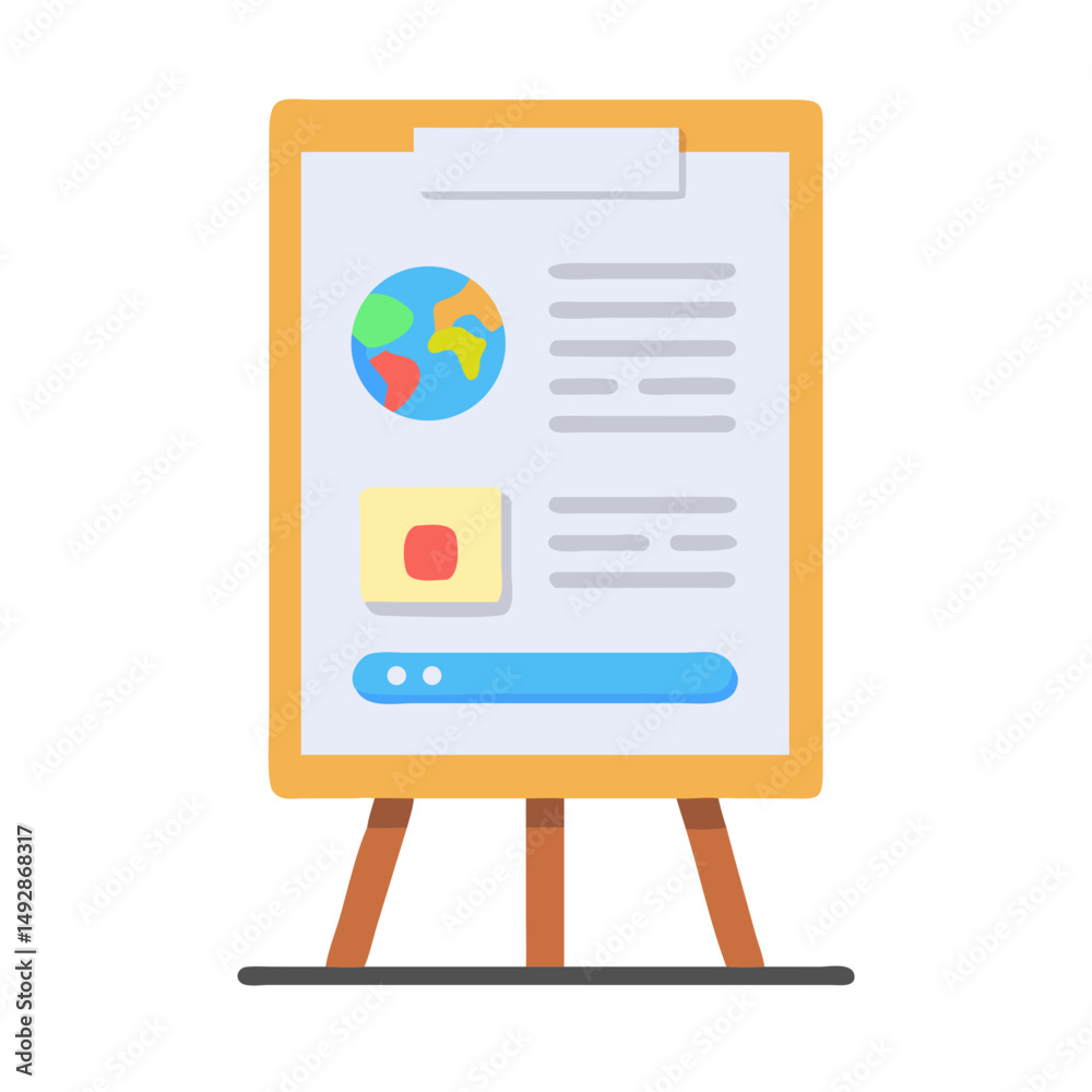 Poster presentation easel with world map and statistics data
