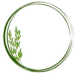 round frame with green leaves. round frame with green grass