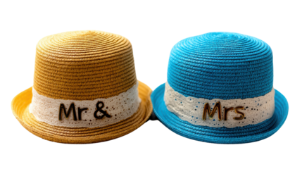 Mr and Mrs hats for celebration events.