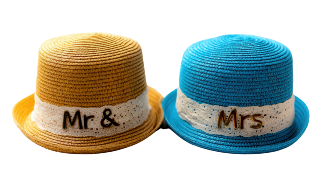 Mr and Mrs hats for celebration events.