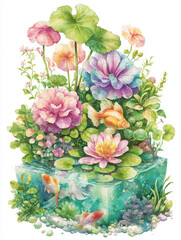 Vibrant watercolor flower arrangement capturing the essence of nature's beauty and colorful floral diversity in art