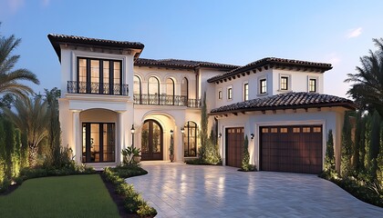 Luxurious Mediterranean-style home exterior