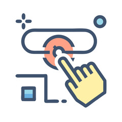 Finger pressing a button, vector illustration on White Background