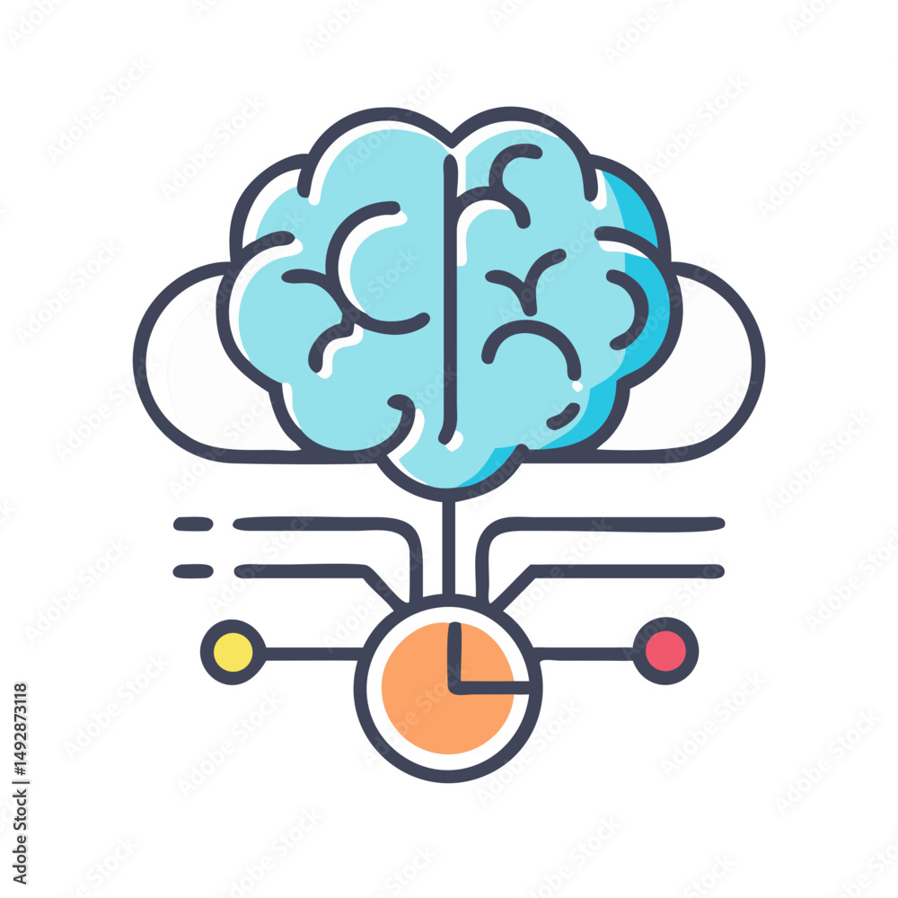 Poster brain in cloud symbolising data processing and big data