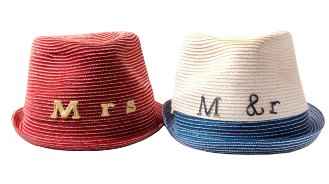 Couple hats in red and white for celebration.