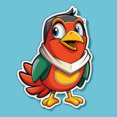 bird, cartoon, animal, illustration, vector, cute, penguin, blue, funny, fun, character, christmas, duck, twitter, beak, happy, art, isolated, icon, nature, hat, wing, cold, winter, feather