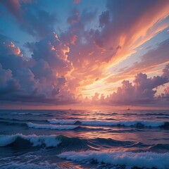Fototapeta premium Breathtaking Coastal Sunset Over Dramatic Cliffs and Ocean
