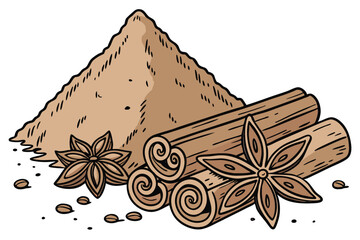 64 a pile of ground cinnamon powder, detailed, high resolution, macro shot, photorealistic