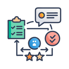 Fototapeta premium Icon illustration of feedback loop with rating and checklist