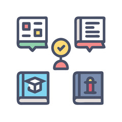 Educational resources and knowledge verification represented in an icon