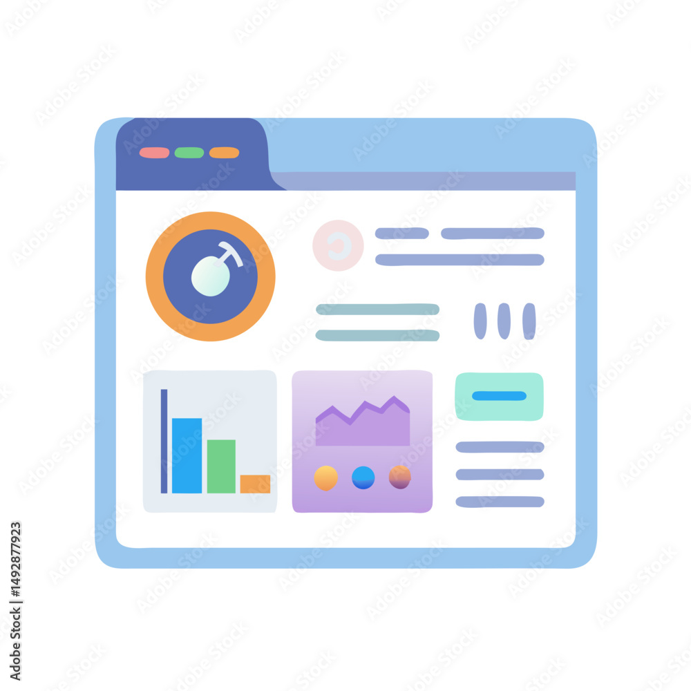 Poster flat design dashboard interface for data visualization and analytics