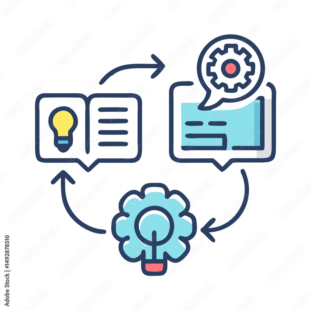 Poster creative process icon depicting idea generation workflow loop