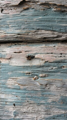 Naklejka premium Peeling turquoise paint reveals weathered texture, whispering tales of rustic nostalgia perfect for Steampunk Day or Lumberjack Appreciation Week