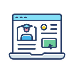 Online learning platform displaying graduation profile on a laptop