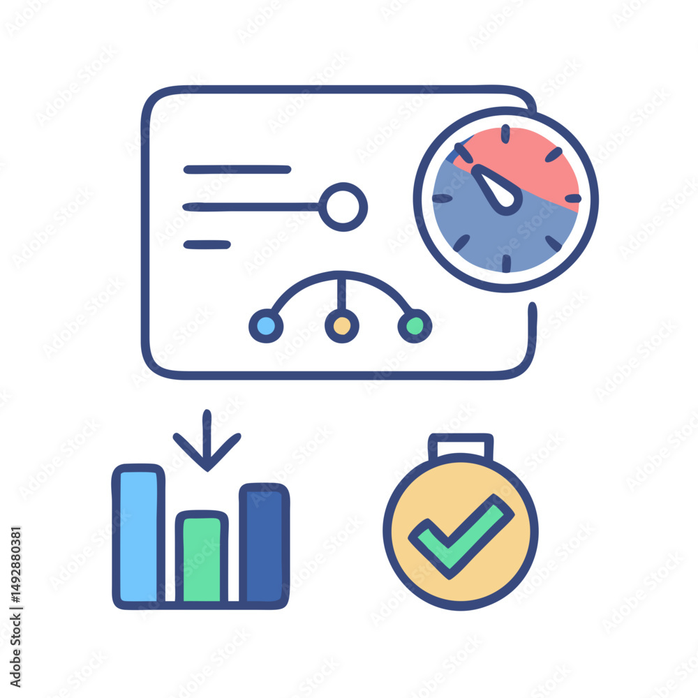 Poster performance analysis and monitoring metrics dashboard icon display
