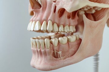 Detailed view of maxillary and mandible anatomy in a 3D model for educational purposes, 3D view of maxillary and mandible
