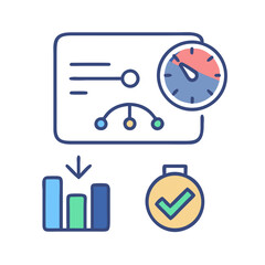 Performance analysis and monitoring metrics dashboard icon display