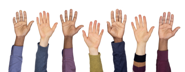 Hands up isolated on white or transparent background