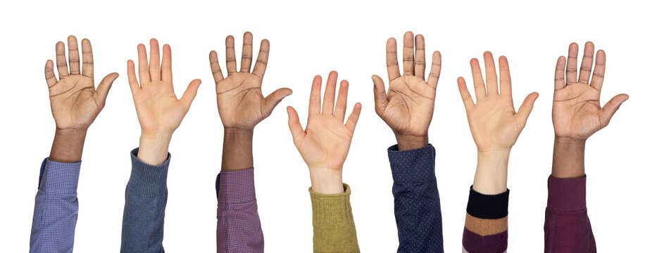 Hands up isolated on white or transparent background