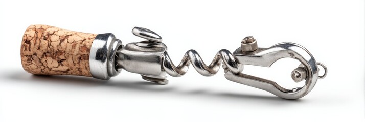 Sleek silver corkscrew with a unique, compact design. Perfect for wine enthusiasts on the go!
