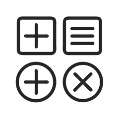 Fototapeta premium Clean icon set displaying add delete and list options