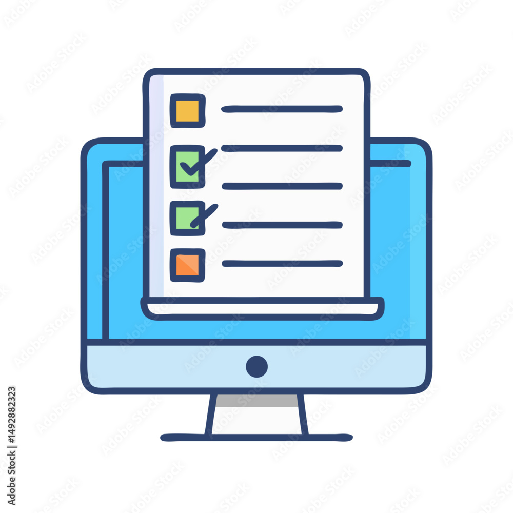 Poster online checklist on computer screen showing task completion status