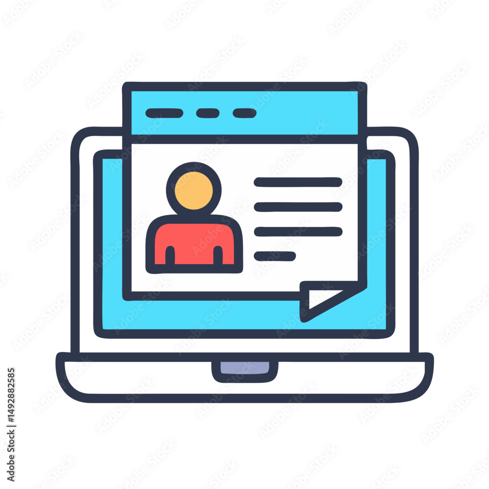Poster laptop displaying profile data for user interface design