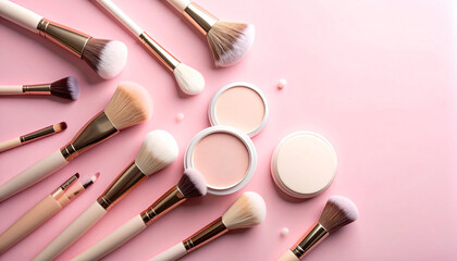 Obraz premium Beauty cosmetic brush with powder for a facial make up accessory