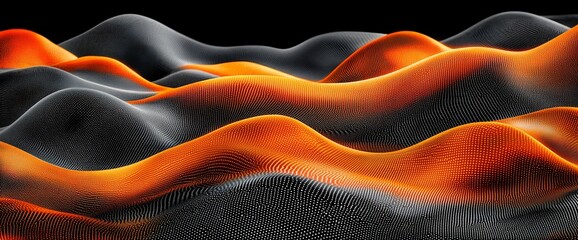 Abstract orange and black wave pattern.  Smooth, flowing texture