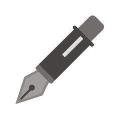 Illustration of a gray fountain pen on White Background