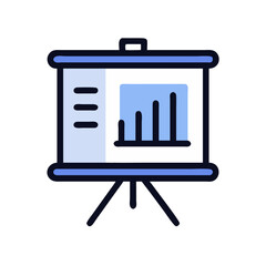 Presentation chart display with bar graph on White Background