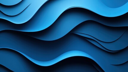 Obraz premium Wavy, layered blue paper creates a flowing, three-dimensional background. Ideal for technology, corporate designs, or artistic abstract presentations.